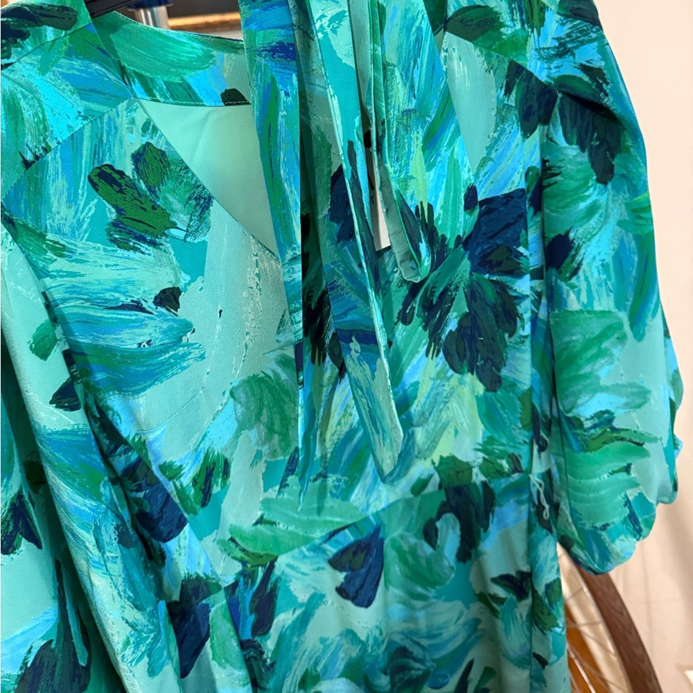 NWT TYLER BOE spring shift dress blue green with pockets - Picture 9 of 10